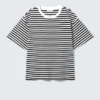 Camiseta de algodón de corte recto – Rayas blancas y negras Camiseta de algodón de corte recto – Rayas blancas y negras