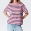 Camiseta de algodón de corte recto – Rayas rosas Camiseta de algodón de corte recto – Rayas rosas