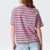 Camiseta de algodón de corte recto – Rayas rosas Camiseta de algodón de corte recto – Rayas rosas