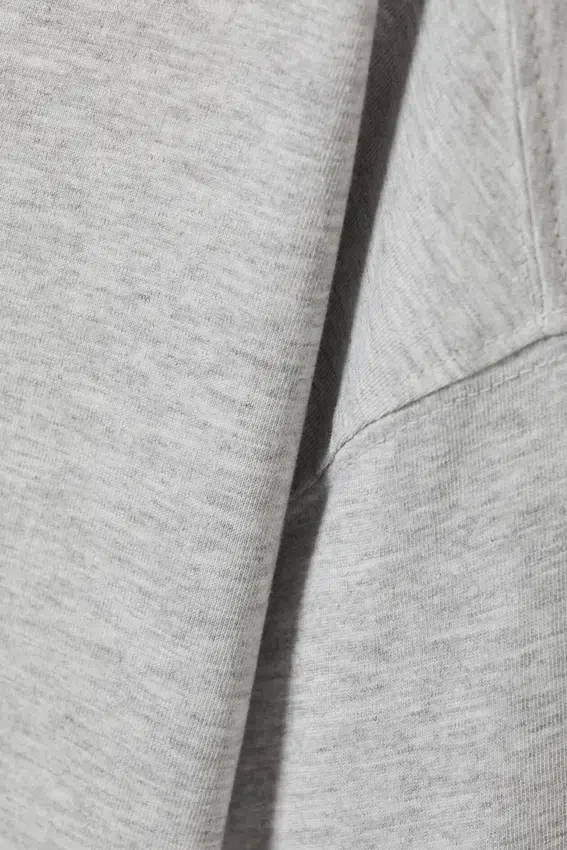 Camiseta de algodón de corte recto y manga larga – Gris jaspeado Camiseta de algodón de corte recto y manga larga – Gris jaspeado