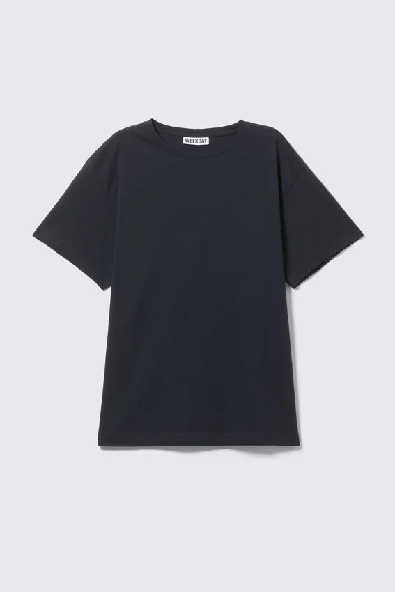 Camiseta de algodón de corte recto y suave – Azul marino oscuro Camiseta de algodón de corte recto y suave – Azul marino oscuro
