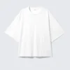Camiseta de algodón de corte recto y tejido grueso – Blanco