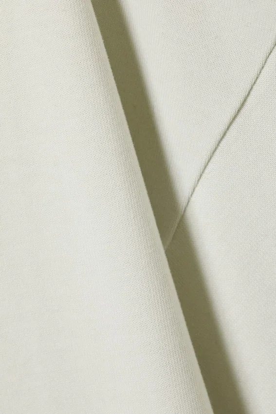 Camiseta de algodón de corte recto y tejido grueso – Verde claro apagado Camiseta de algodón de corte recto y tejido grueso – Verde claro apagado