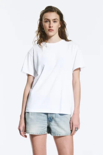 Camiseta de algodón de corte regular y suave – Blanca