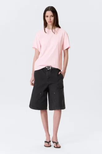 Camiseta de algodón de corte regular y suave – Rosa claro