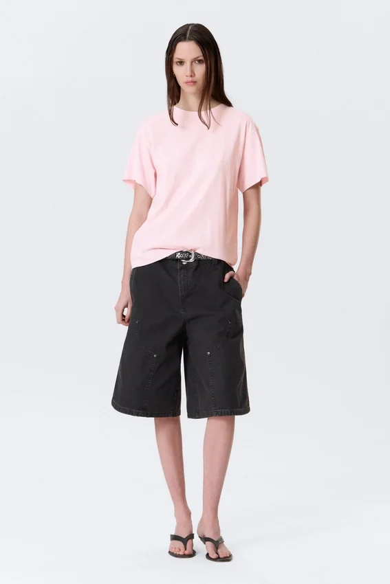 Camiseta de algodón de corte regular y suave – Rosa claro Camiseta de algodón de corte regular y suave – Rosa claro