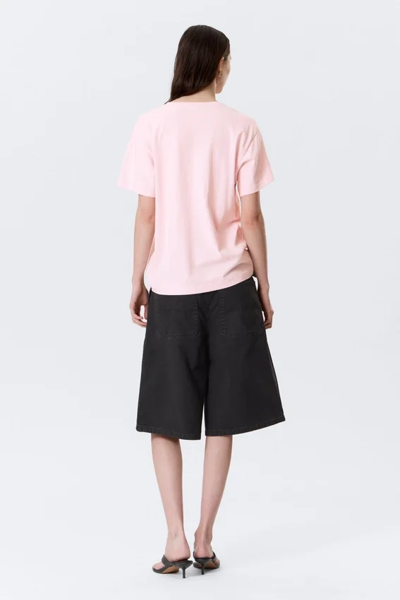 Camiseta de algodón de corte regular y suave – Rosa claro Camiseta de algodón de corte regular y suave – Rosa claro