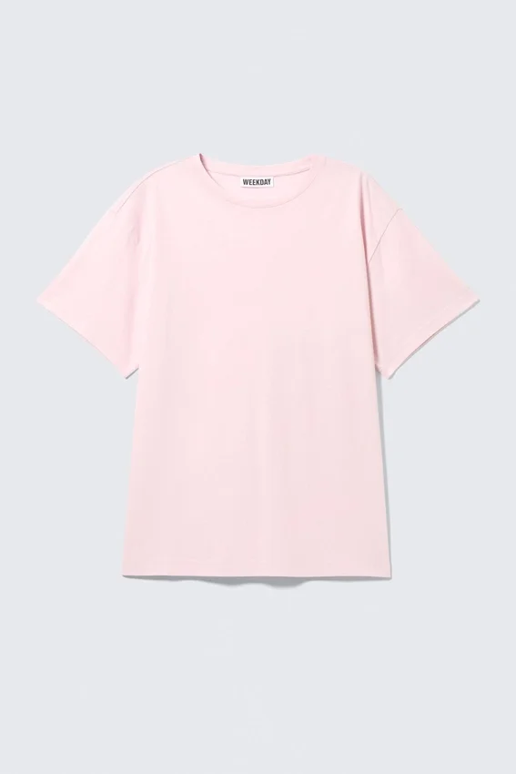 Camiseta de algodón de corte regular y suave – Rosa claro Camiseta de algodón de corte regular y suave – Rosa claro