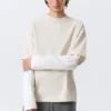 Camiseta de algodón de doble capa – Beige claro y blanco Camiseta de algodón de doble capa – Beige claro y blanco