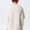 Camiseta de algodón de doble capa – Beige claro y blanco Camiseta de algodón de doble capa – Beige claro y blanco