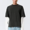 Camiseta de algodón de doble capa – Blanco y negro Camiseta de algodón de doble capa – Blanco y negro