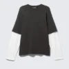 Camiseta de algodón de doble capa – Blanco y negro Camiseta de algodón de doble capa – Blanco y negro