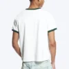 Camiseta de algodón de manga corta con ribetes en contraste – Blanca – Ribete verde Camiseta de algodón de manga corta con ribetes en contraste – Blanca – Ribete verde