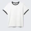 Camiseta de algodón de manga corta con ribetes en contraste – Blanco y negro Camiseta de algodón de manga corta con ribetes en contraste – Blanco y negro