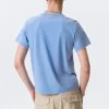 Camiseta de algodón de manga corta encogida – Azul Camiseta de algodón de manga corta encogida – Azul
