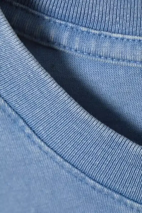 Camiseta de algodón de manga corta encogida – Azul Camiseta de algodón de manga corta encogida – Azul