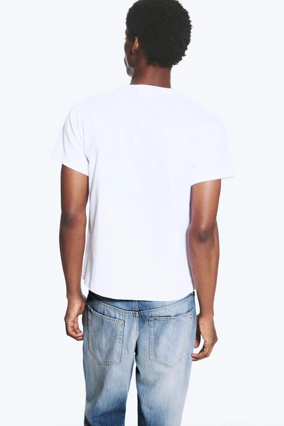 Camiseta de algodón de manga corta encogida – Blanca Camiseta de algodón de manga corta encogida – Blanca