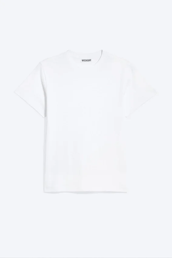 Camiseta de algodón de manga corta encogida – Blanca Camiseta de algodón de manga corta encogida – Blanca