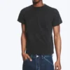 Camiseta de algodón de manga corta encogida – Negro desgastado Camiseta de algodón de manga corta encogida – Negro desgastado