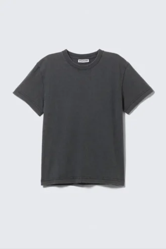 Camiseta de algodón de manga corta encogida – Negro lavado