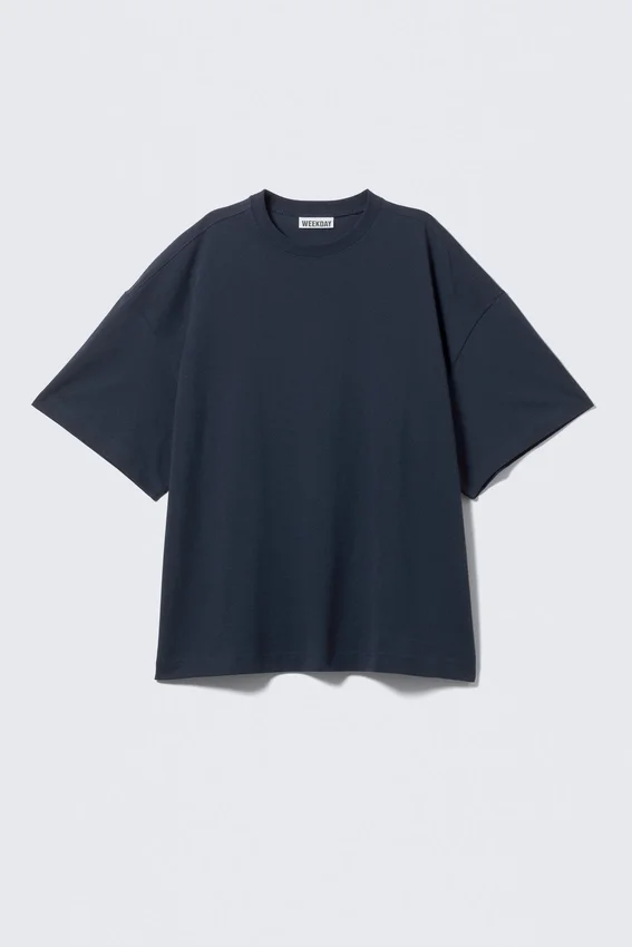 Camiseta de algodón de manga corta oversize – Azul marino Camiseta de algodón de manga corta oversize – Azul marino