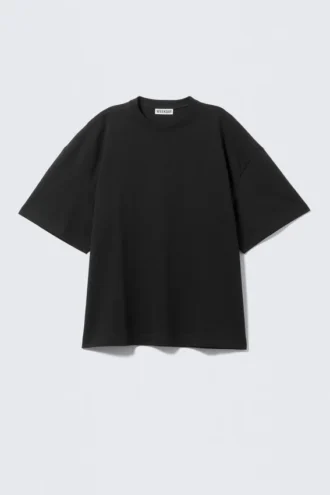 Camiseta de algodón de manga corta oversize – Negro