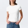 Camiseta de algodón de manga corta y corte entallado – Blanca Camiseta de algodón de manga corta y corte entallado – Blanca