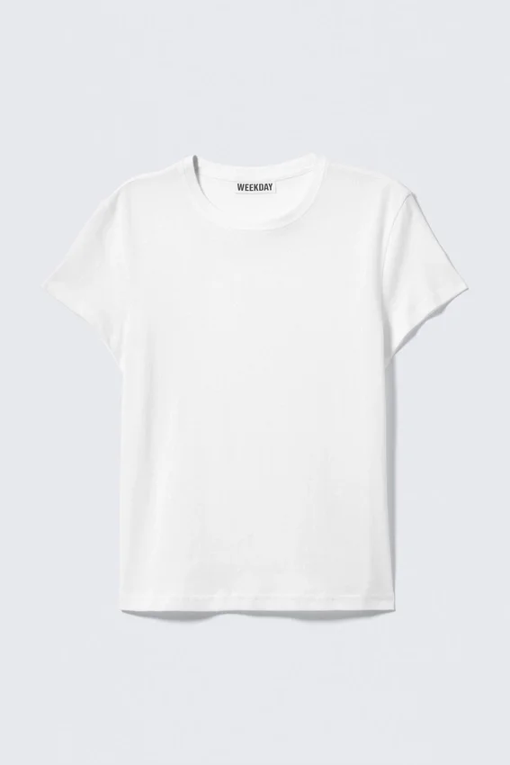 Camiseta de algodón de manga corta y corte entallado – Blanca Camiseta de algodón de manga corta y corte entallado – Blanca