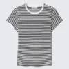 Camiseta de algodón de manga corta y corte entallado – Rayas blancas y negras Camiseta de algodón de manga corta y corte entallado – Rayas blancas y negras