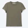 Camiseta de algodón de manga corta y corte entallado – Verde caqui apagado Camiseta de algodón de manga corta y corte entallado – Verde caqui apagado
