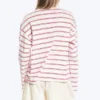 Camiseta de algodón de manga larga – Blanca – Rayas rosa/rojas Camiseta de algodón de manga larga – Blanca – Rayas rosa/rojas