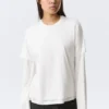 Camiseta de algodón de manga larga con capas – Blanca Camiseta de algodón de manga larga con capas – Blanca