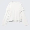 Camiseta de algodón de manga larga con capas – Blanca Camiseta de algodón de manga larga con capas – Blanca
