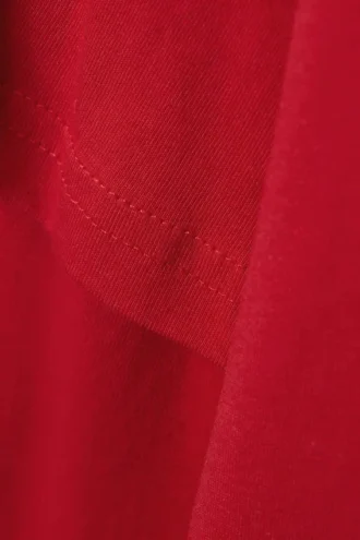 Camiseta de algodón de manga larga con efecto de capas – Rojo brillante