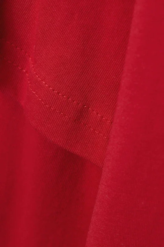 Camiseta de algodón de manga larga con efecto de capas – Rojo brillante Camiseta de algodón de manga larga con efecto de capas – Rojo brillante