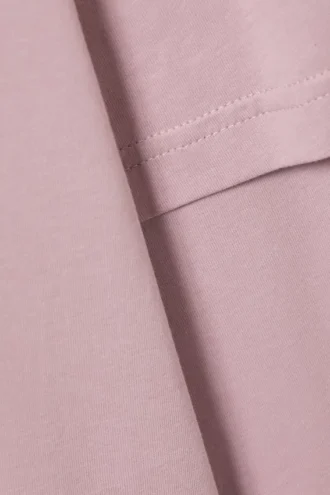 Camiseta de algodón de manga larga con efecto superpuesto – Rosa empolvado claro
