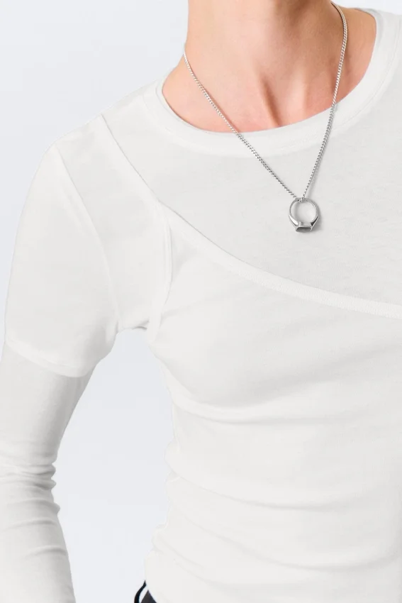Camiseta de algodón de manga larga con triple capa – Blanca Camiseta de algodón de manga larga con triple capa – Blanca