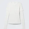 Camiseta de algodón de manga larga con triple capa – Blanca Camiseta de algodón de manga larga con triple capa – Blanca