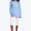 Camiseta de algodón de manga larga estampada – Azul medio – Swan Camiseta de algodón de manga larga estampada – Azul medio – Swan