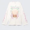 Camiseta de algodón de manga larga estampada – Blanco – Hyper Lunar