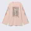 Camiseta de algodón de manga larga estampada – Estampada en rosa claro Camiseta de algodón de manga larga estampada – Estampada en rosa claro