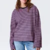Camiseta de algodón de manga larga – Rayas azul marino/rosa Camiseta de algodón de manga larga – Rayas azul marino/rosa