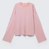 Camiseta de algodón de manga larga – Rayas coral/lila Camiseta de algodón de manga larga – Rayas coral/lila