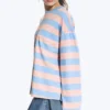 Camiseta de algodón de manga larga – Rayas rosa/azul