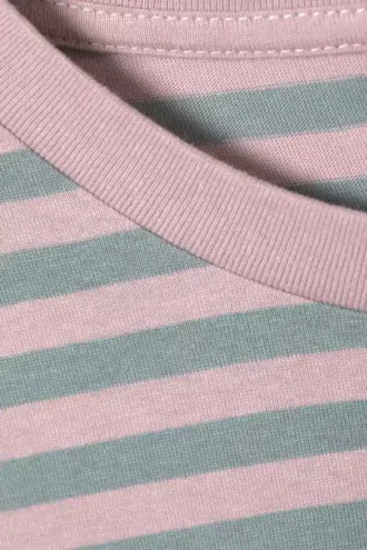Camiseta de algodón de manga larga – Rayas rosas