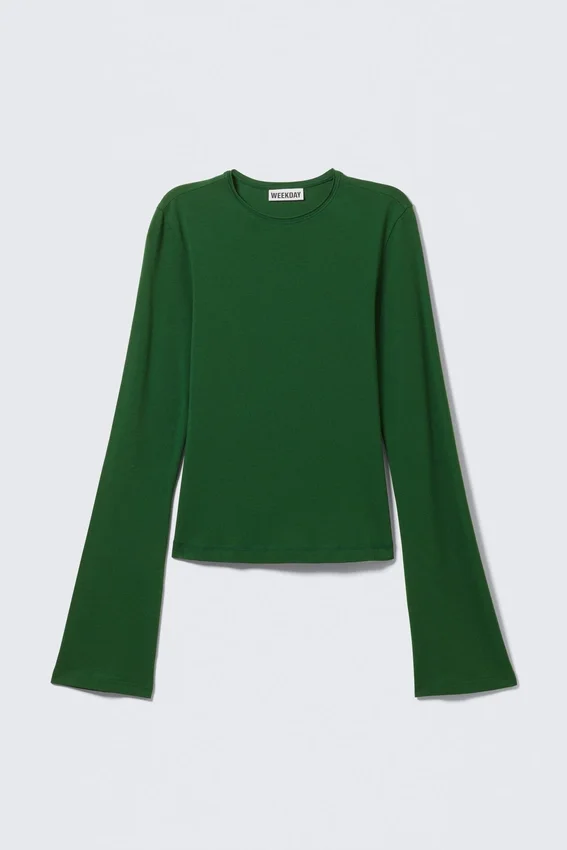 Camiseta de algodón de manga larga – Verde oscuro Camiseta de algodón de manga larga – Verde oscuro