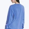 Camiseta de algodón de manga larga y corte recto – Azul lavado Camiseta de algodón de manga larga y corte recto – Azul lavado