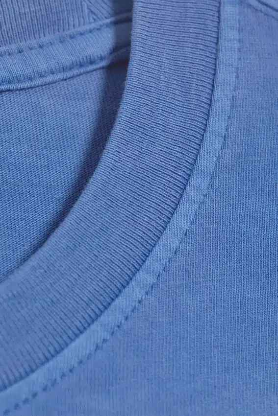 Camiseta de algodón de manga larga y corte recto – Azul lavado Camiseta de algodón de manga larga y corte recto – Azul lavado