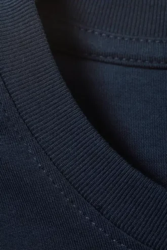 Camiseta de algodón de manga larga y corte recto – Azul marino