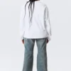 Camiseta de algodón de manga larga y corte recto – Blanca Camiseta de algodón de manga larga y corte recto – Blanca